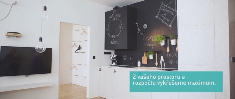 Návrh interiéru bytu na pronájem, obývací pokoj, airbnb